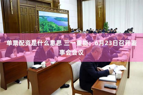 单票配资是什么意思 三一重能：6月23日召开董事会会议